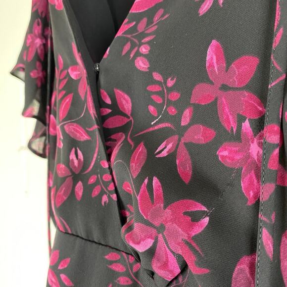 Parker Floral Mini Dress Size Medium Midnight Fleur Black Purple *flaw - Picture 8 of 15